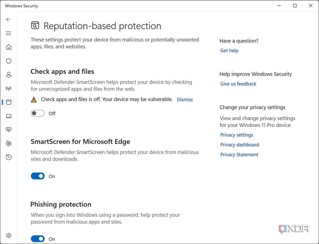 Reputation-based Protection options