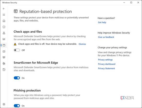 Reputation-based Protection options