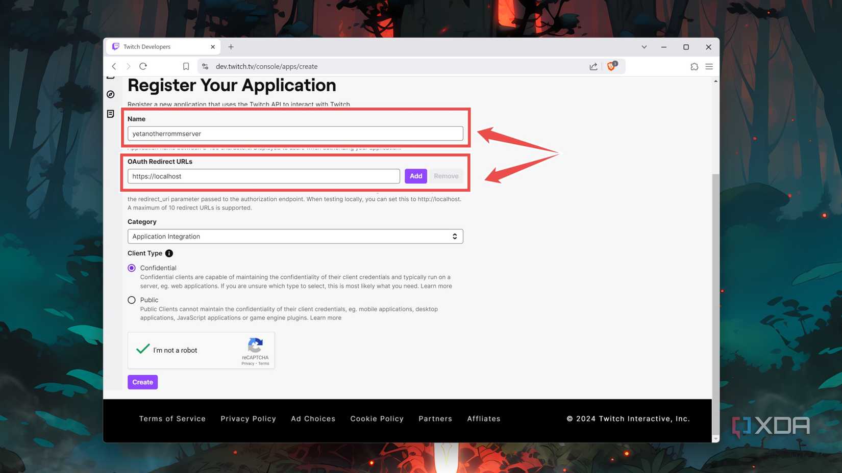 Entering the Name and URL for the RomM app