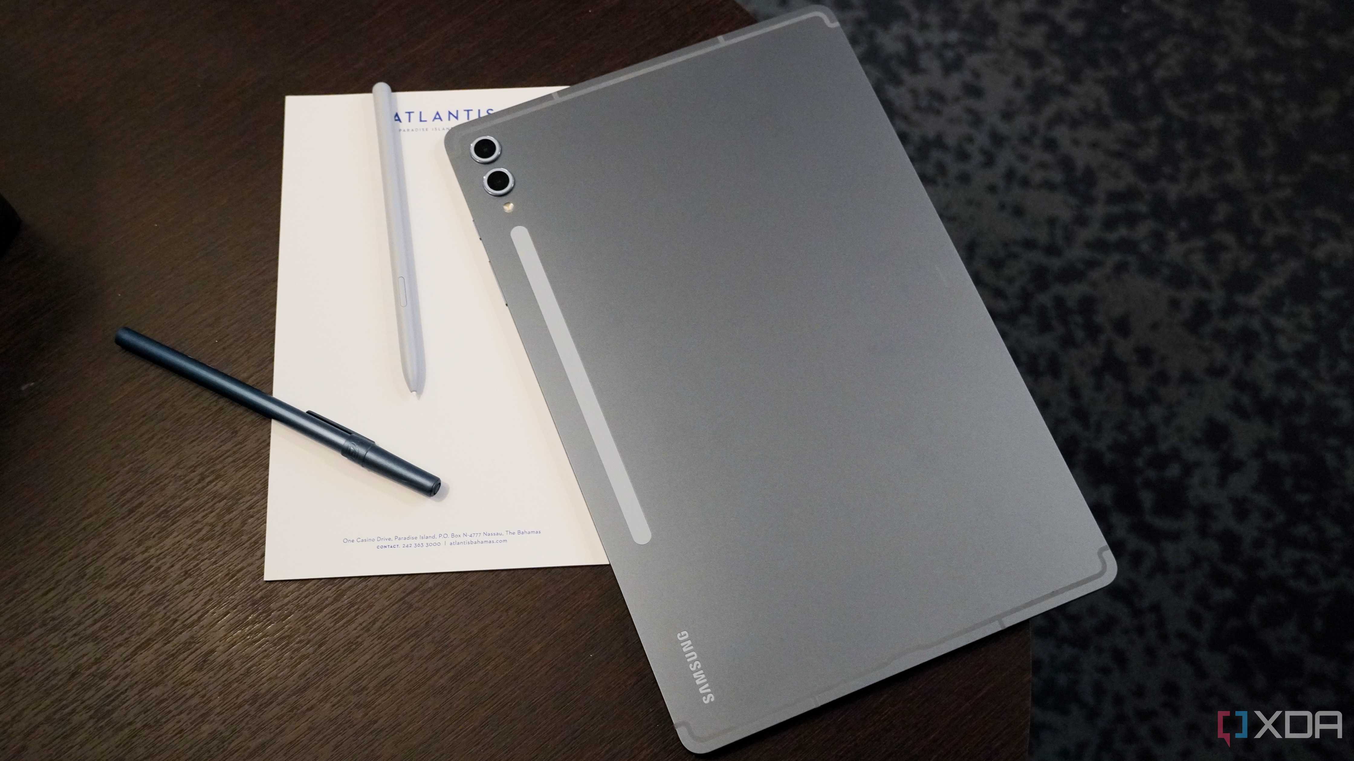 The back of the Galaxy Tab S10+ on a table.