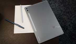 The back of the Galaxy Tab S10+ on a table.