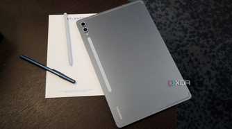The back of the Galaxy Tab S10+ on a table.