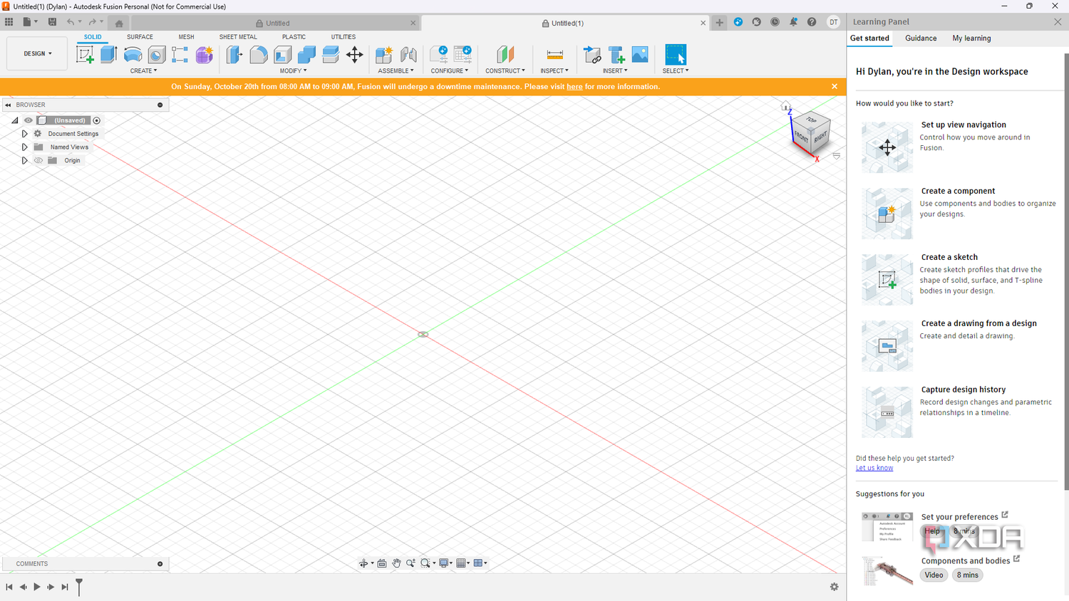 The Fusion360 3D modelling software