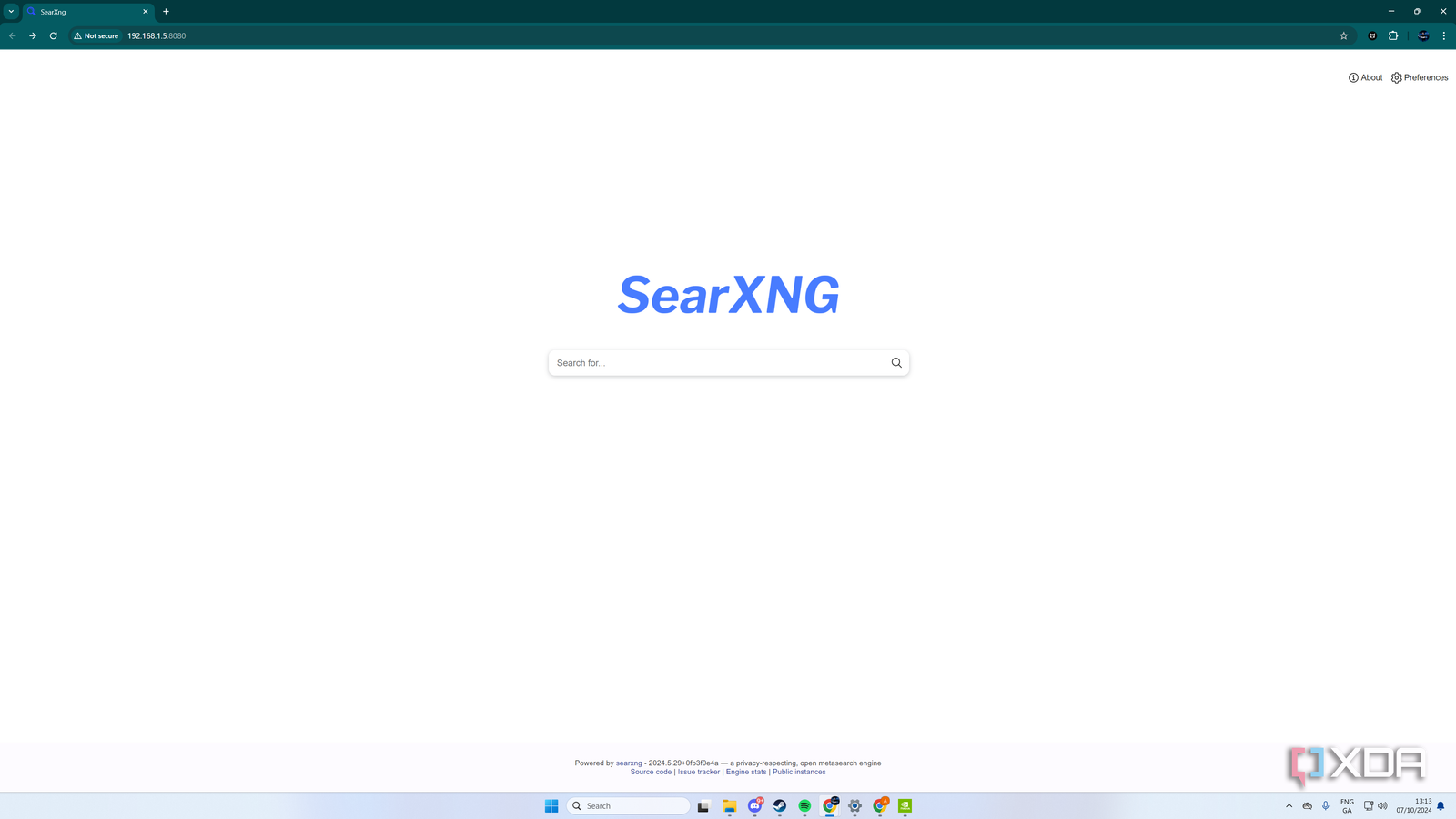 searxng home page