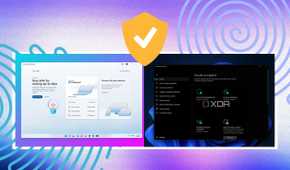 Screenshots showing Microsoft Defender and Windows Security homepages