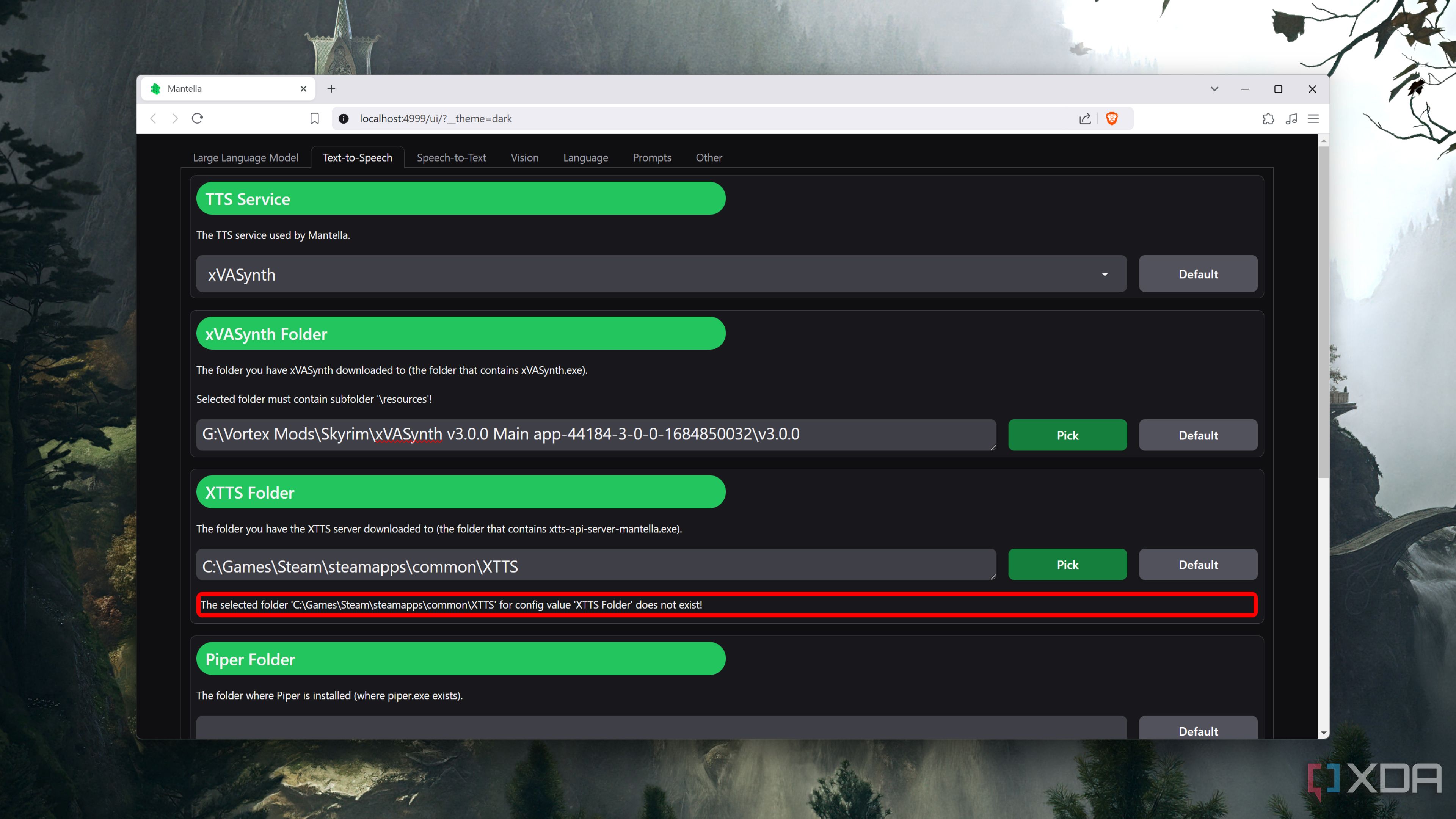 Mantella's web UI