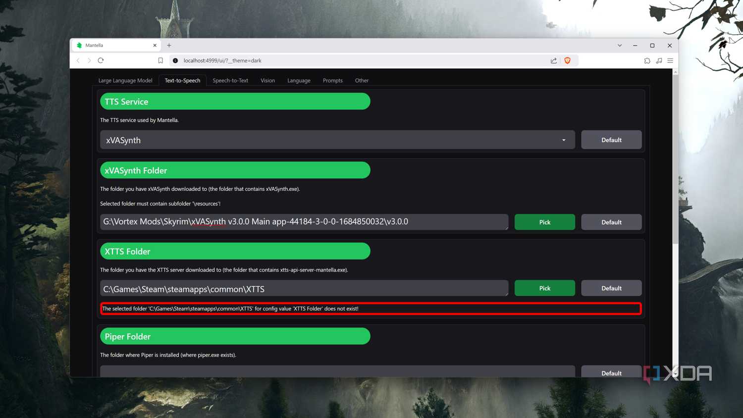 Mantella's web UI