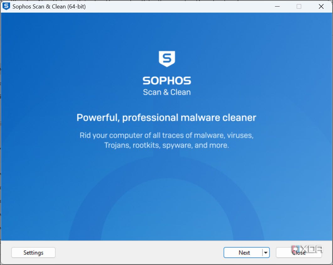 Sophos Scan and Clean interface