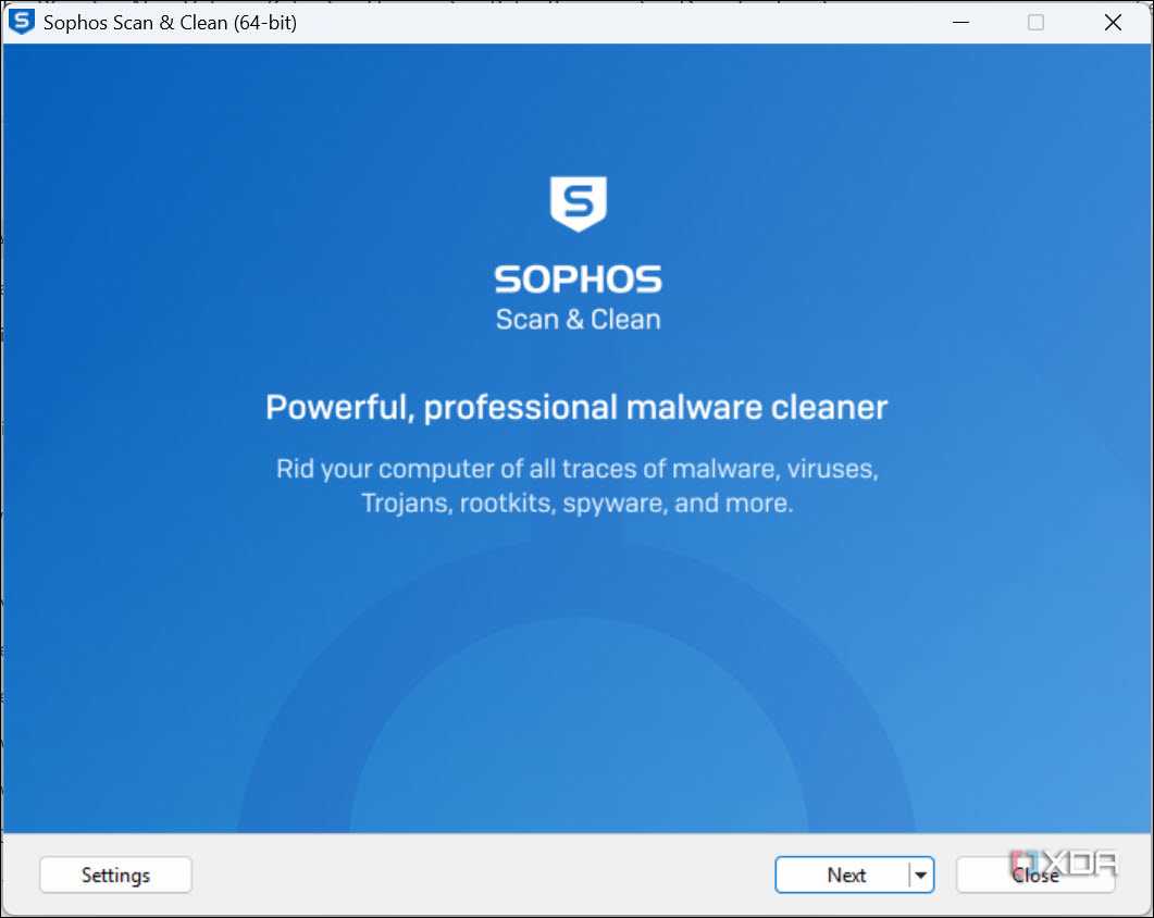 Sophos Scan and Clean interface
