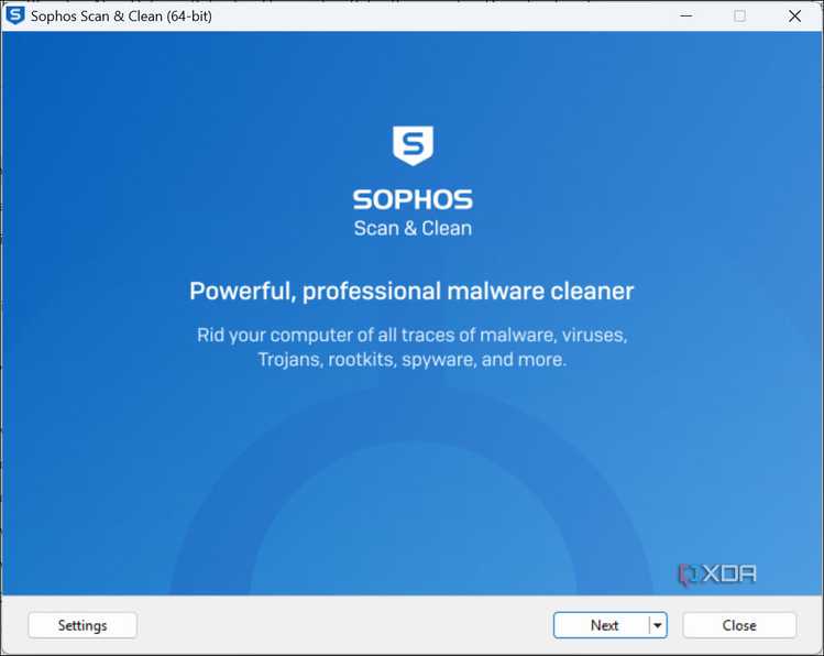 Sophos Scan and Clean interface