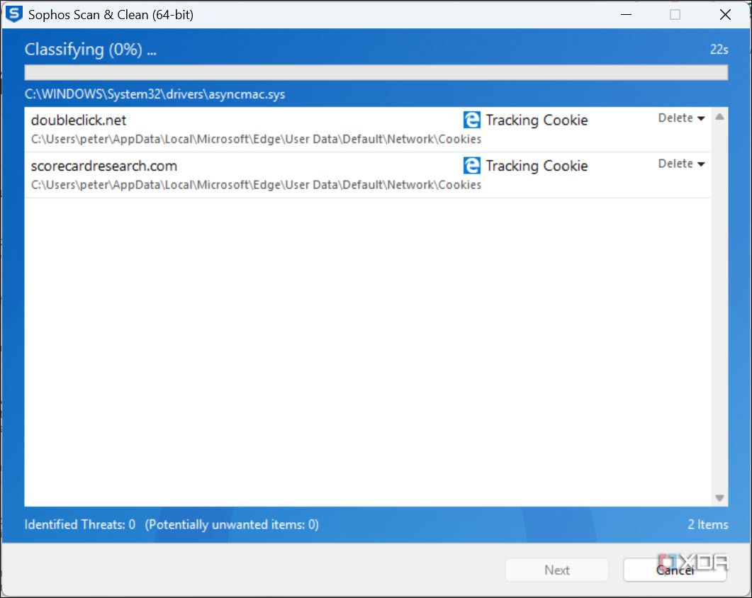 Sophos Scan and Clean scanning
