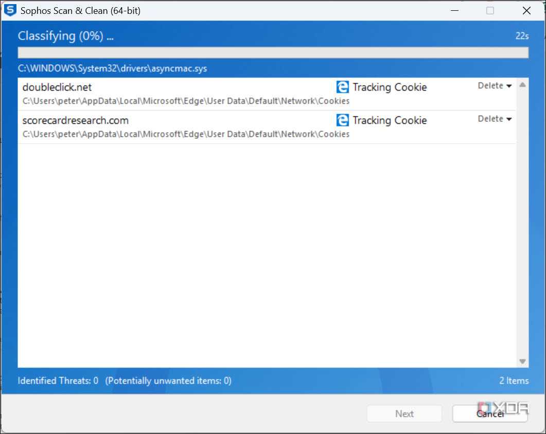 Sophos Scan and Clean scanning