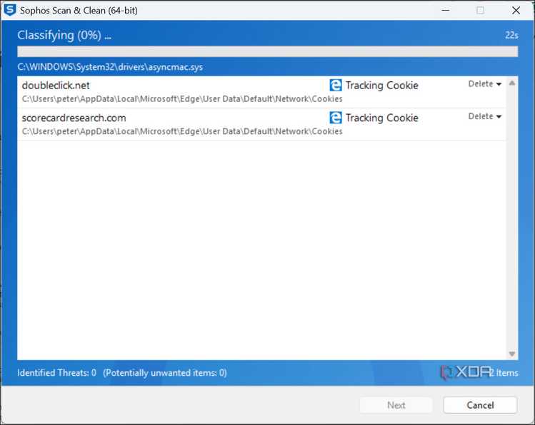 Sophos Scan and Clean scanning