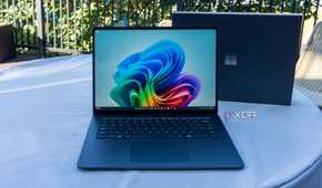 Microsoft surface laptop on a table