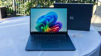 Microsoft surface laptop on a table