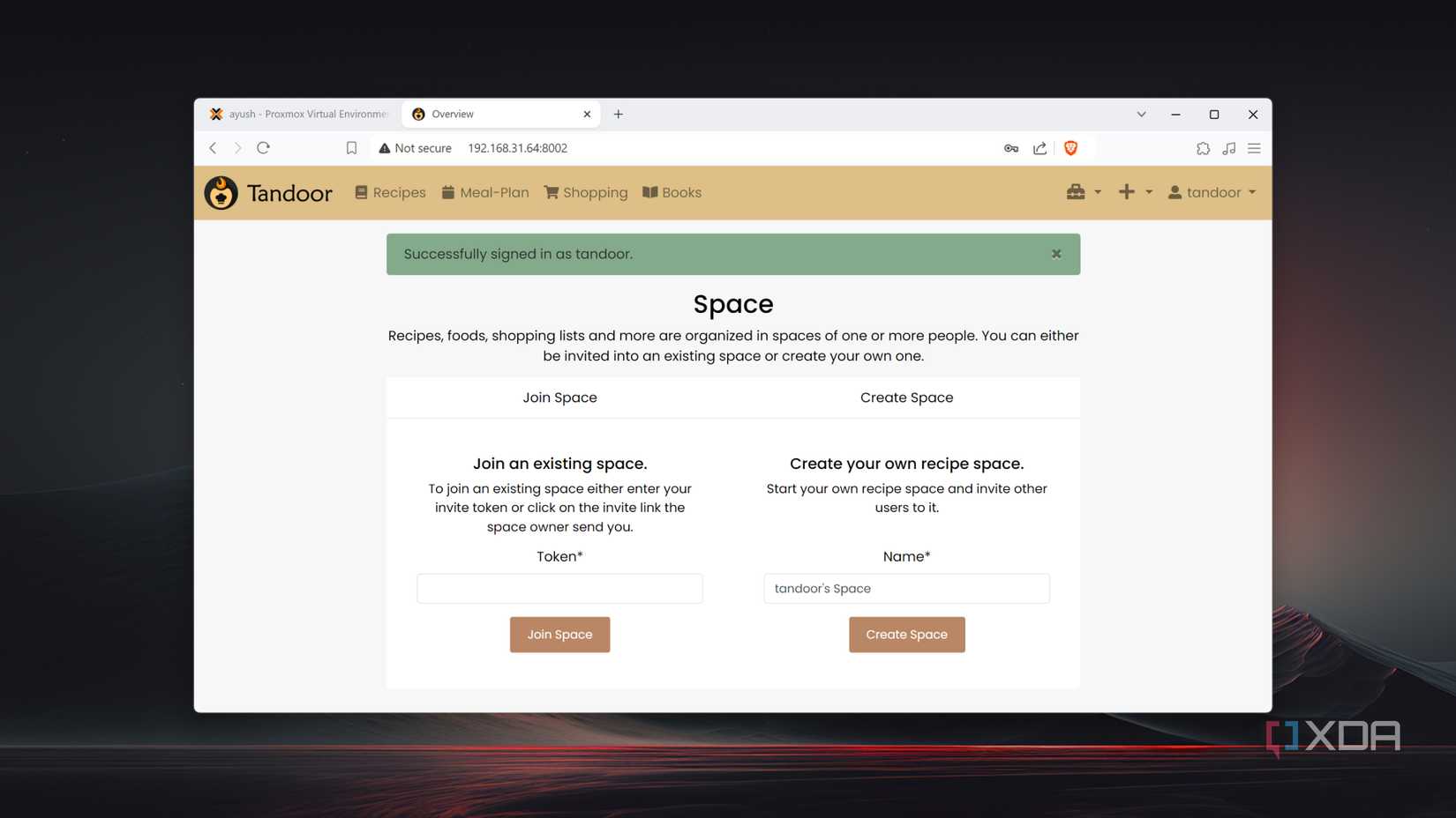 Running a Tandoor Recipes server on Proxmox
