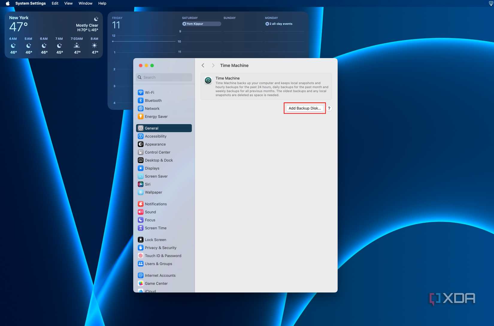 Click the Add backup disk button. 