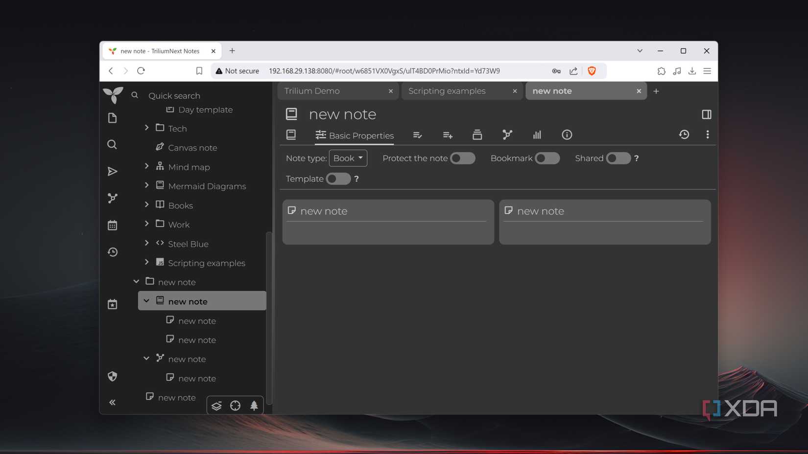 The Book view in TriliumNext