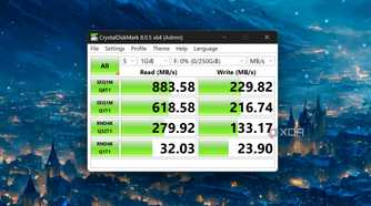 CrystalDiskMark running on an iSCSI drive in TrueNAS Scale