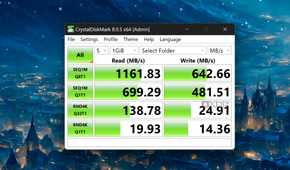 CrystalDiskMark running on an SMB drive in TrueNAS Scale