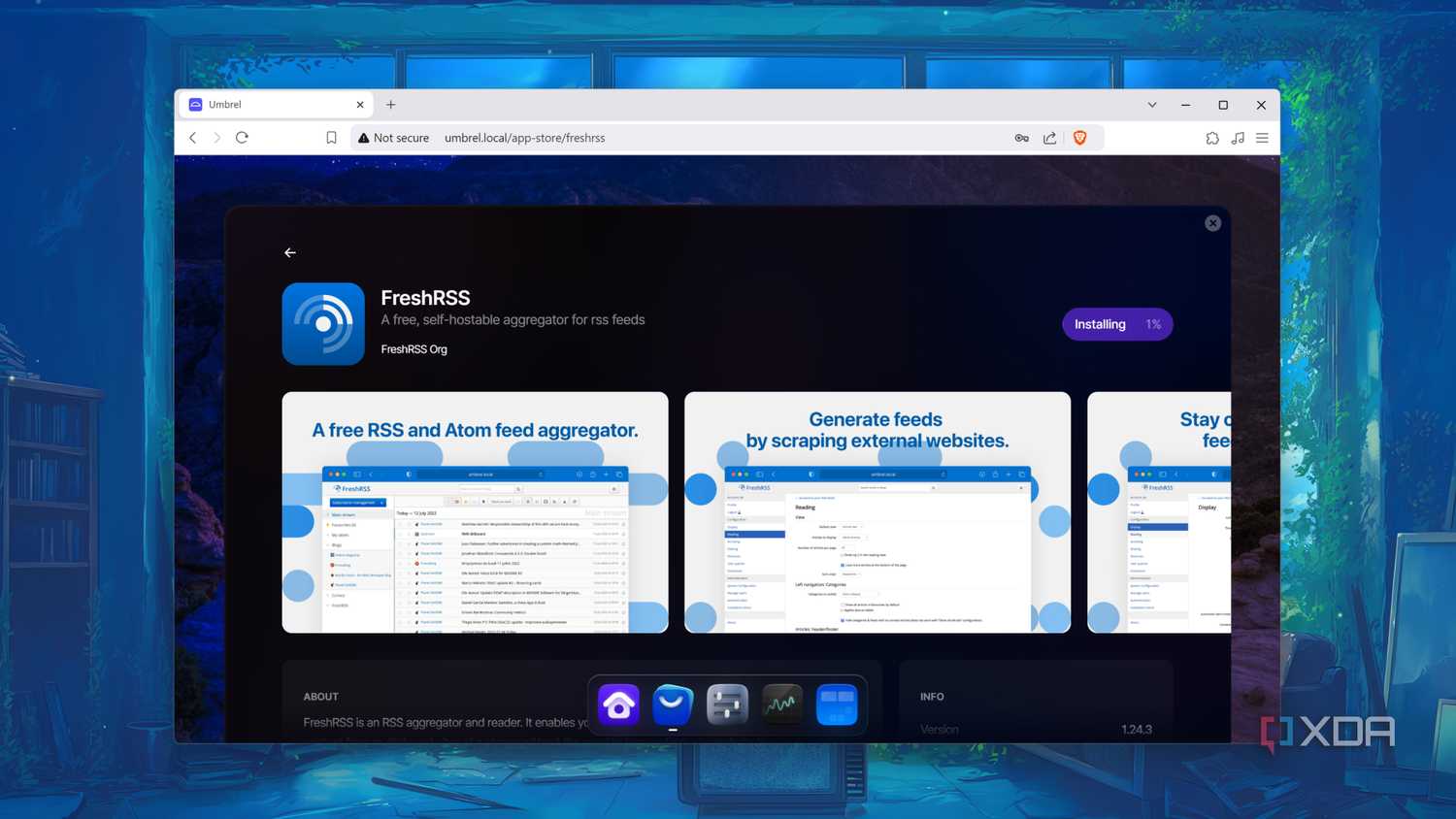 Downloading FreshRSS from the UmbrelOS app store