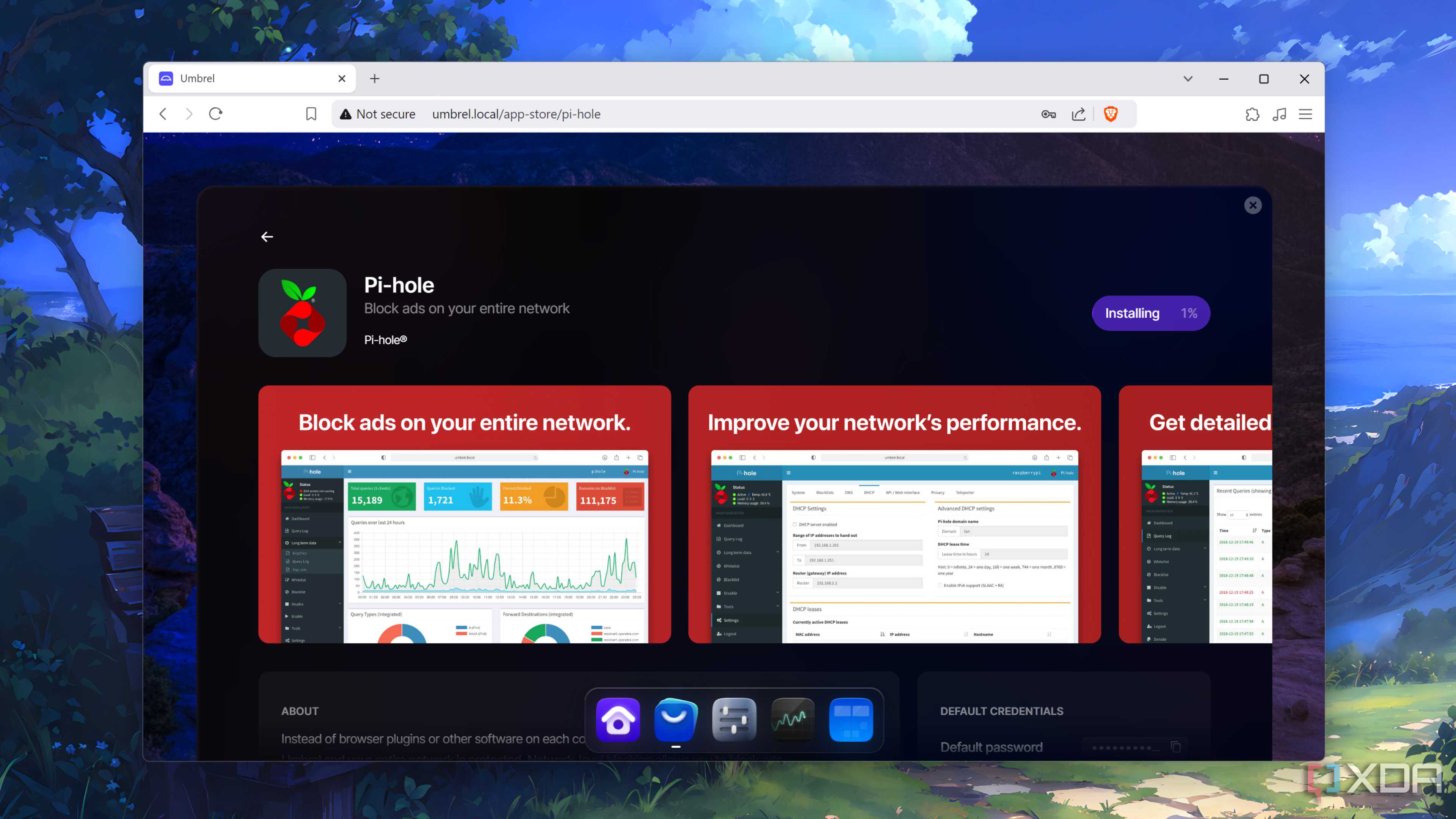 Downloading Pi-hole from the UmbrelOS app store