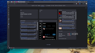 Screenshot of the Vivaldi dashboard with six widgets pinned to it