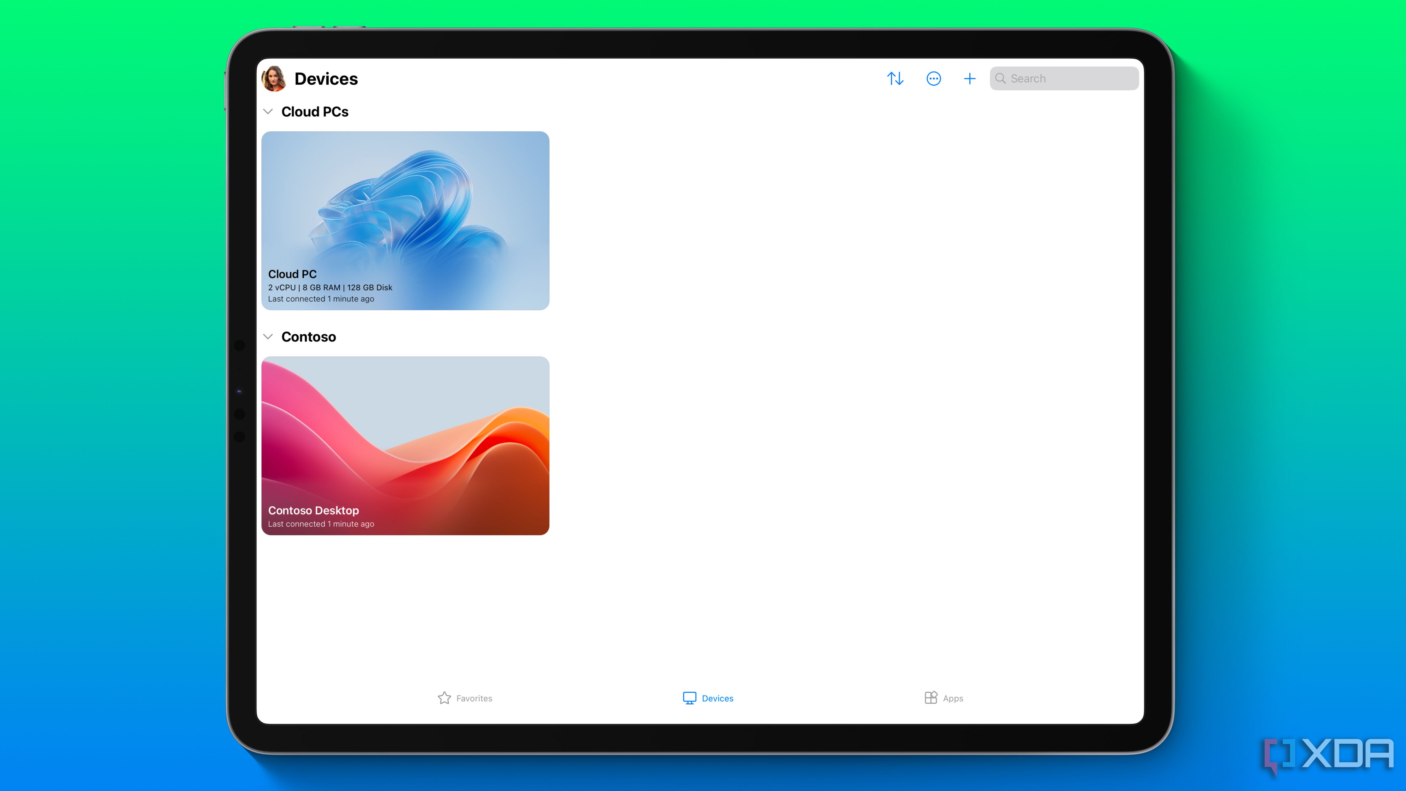 Cloud tools in the Windows app.