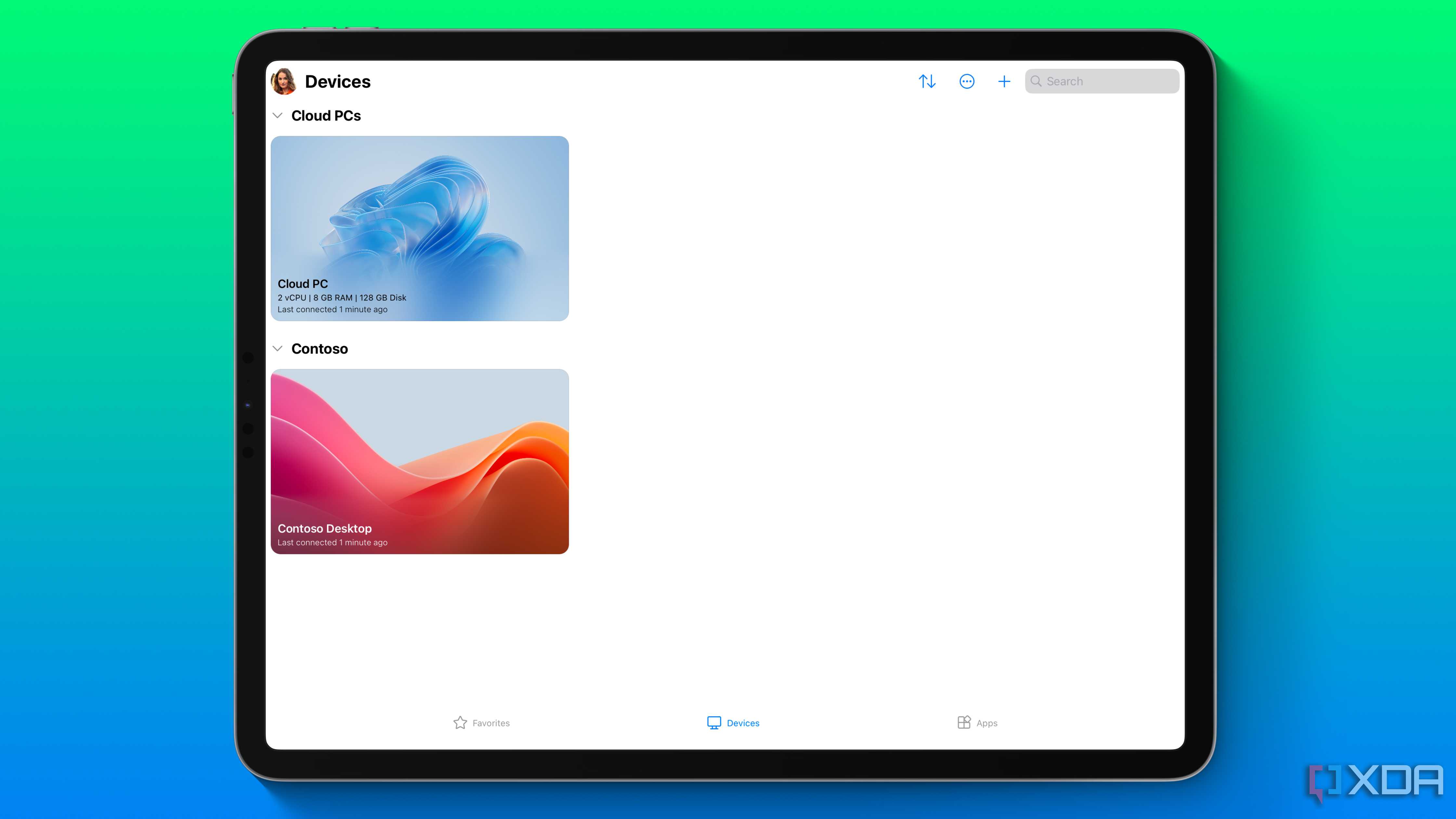 Cloud tools in the Windows app.
