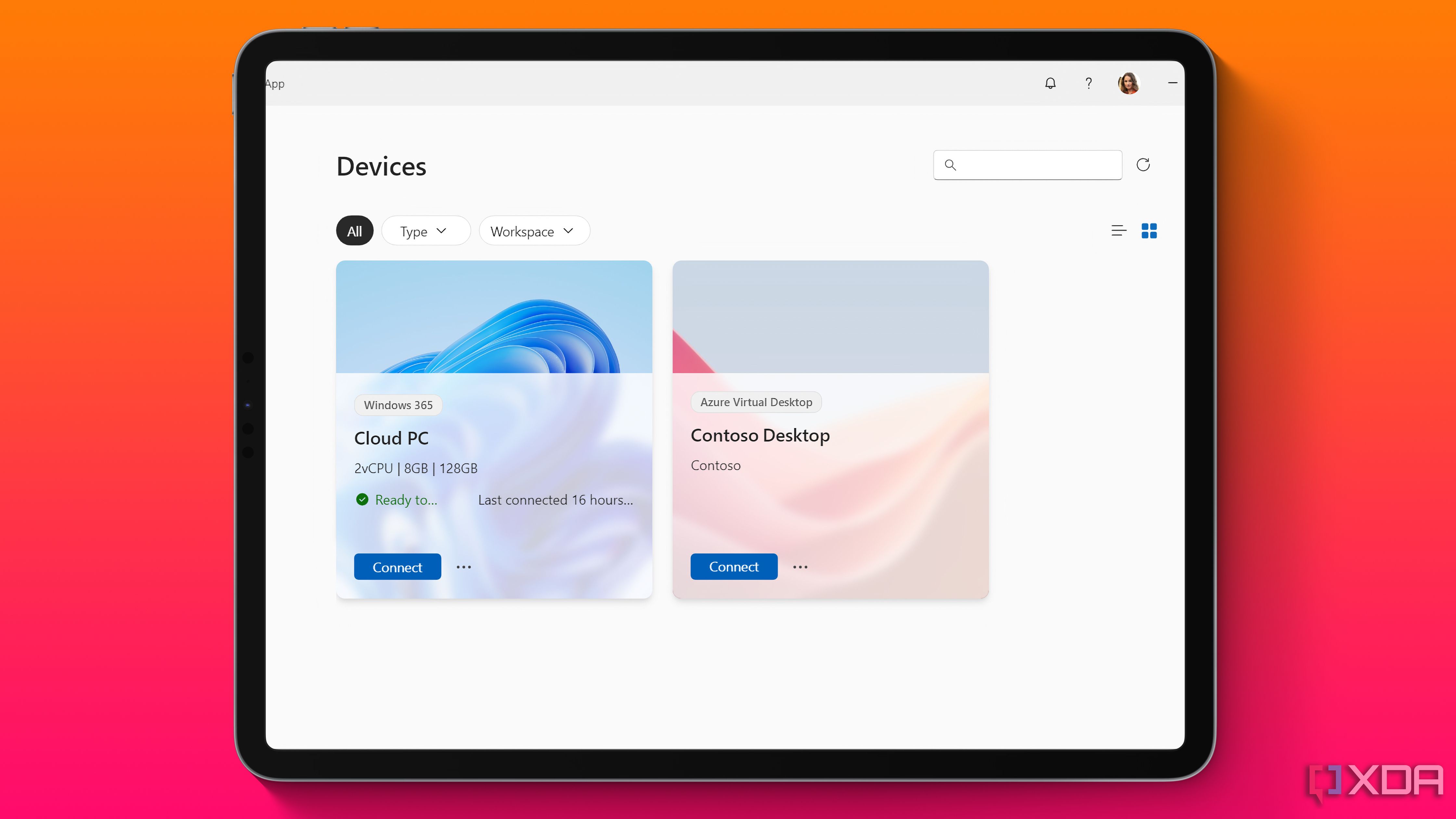 A graphic of a Windows 365 cloud PC on an iPad Pro.