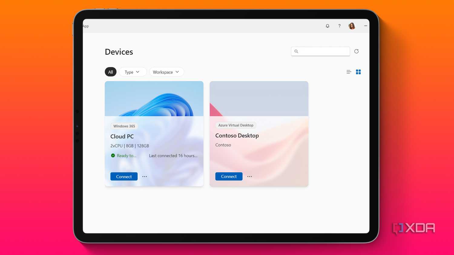 A graphic of a Windows 365 cloud PC on an iPad Pro.
