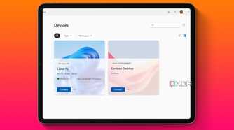 A graphic of a Windows 365 cloud PC on an iPad Pro.