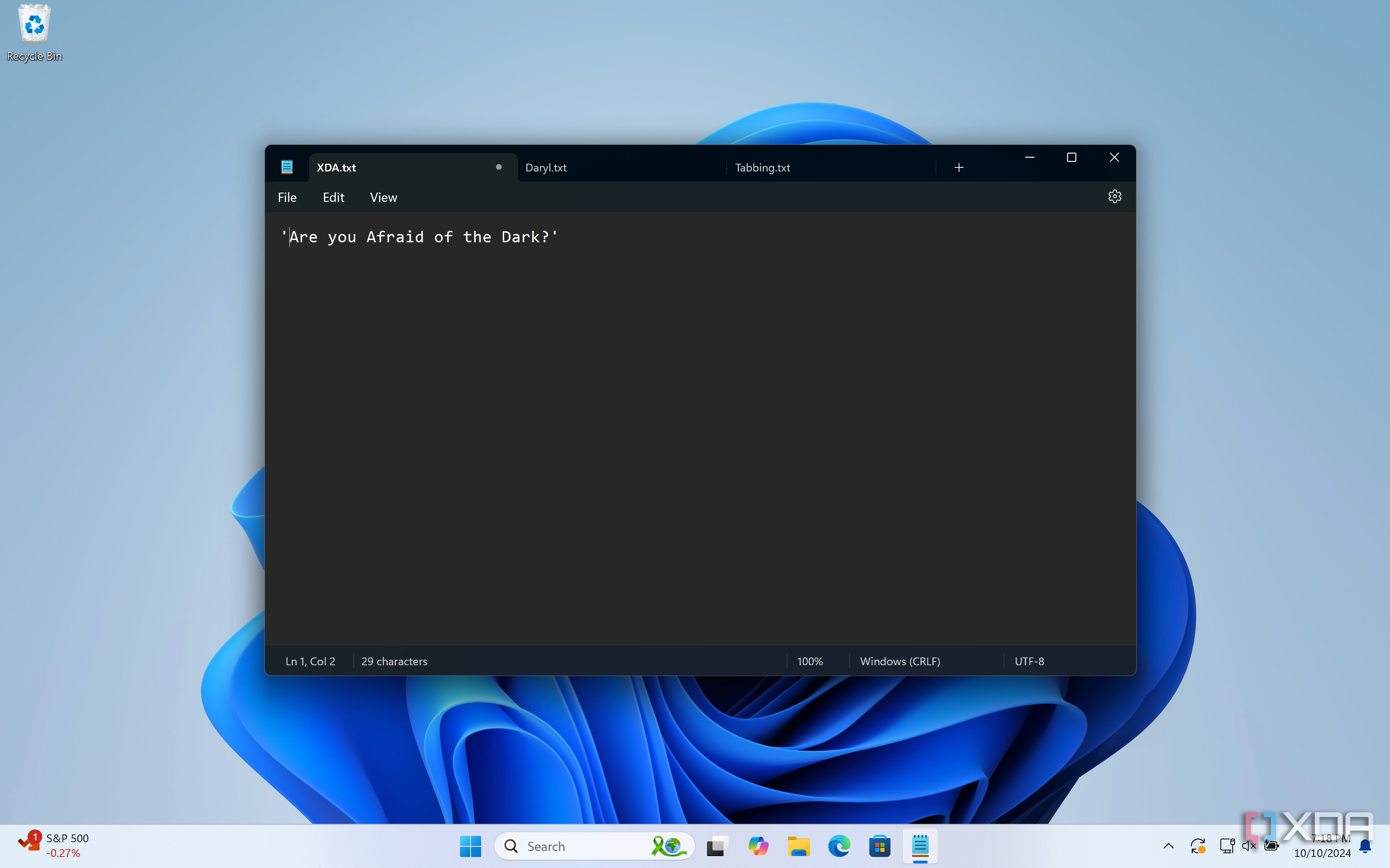 Using Dark Mode in Windows Notepad
