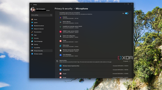 Screenshot of Windows 11 privacy settings showing desktop apps that have accessed the microphone