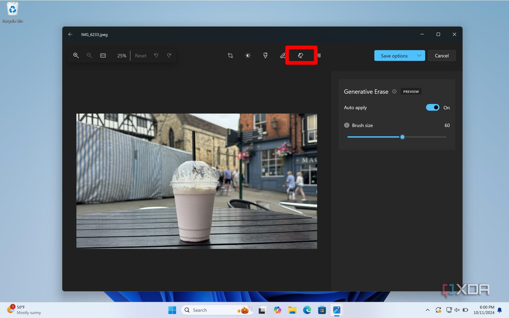 How to erase an object in Windows Photos using AI