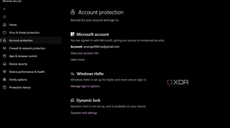 Screenshot showing windows security account protection