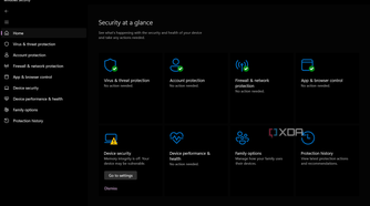 Screenshot showing Windows Security home page