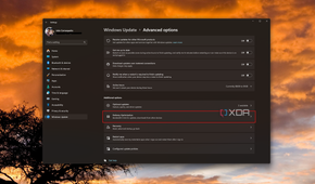 Screenshot of advanced options for Windows Update with the Delivery Optimization button highlighted