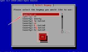 Choosing the keymap on the XCP-ng installation wizard