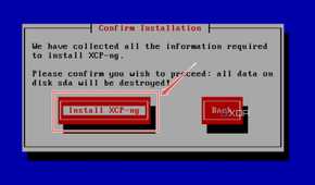 Picking the Install XCP-ng option in the XCP-ng installation wizard