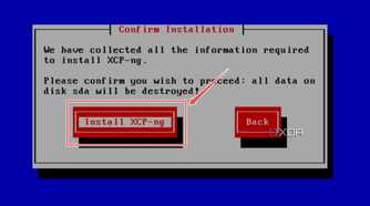 Picking the Install XCP-ng option in the XCP-ng installation wizard