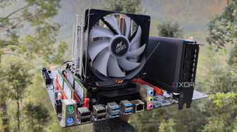 A person holding a dual-Xeon server motherboard