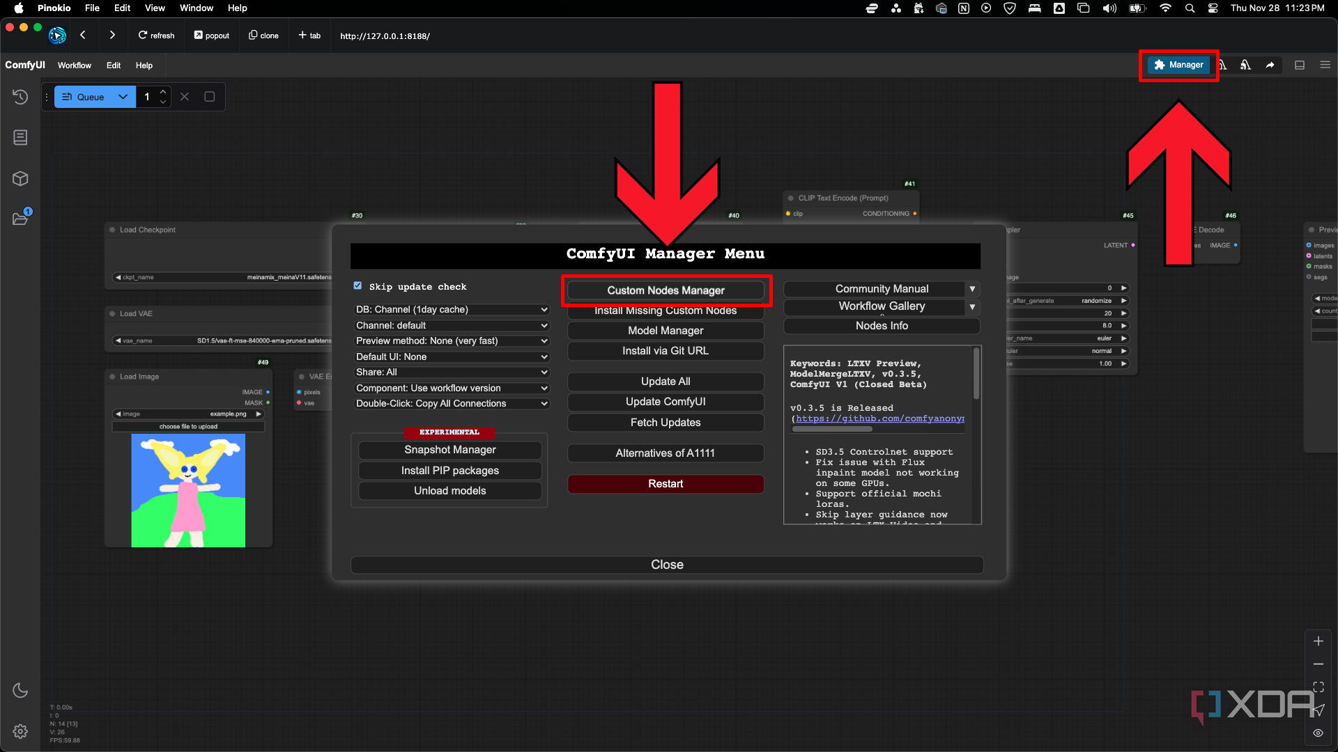 Open the ComfyUI Manager Menu and Custom Nodes Manager