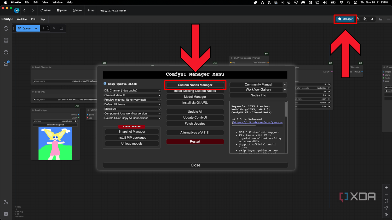 Open the ComfyUI Manager Menu and Custom Nodes Manager