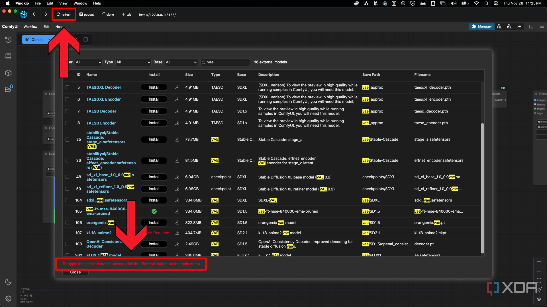 Refresh the page in ComfyUI Pinokio or Web Browser