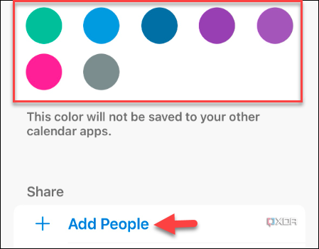 Tap the Add People option in the Outlook app on iPhone or Android
