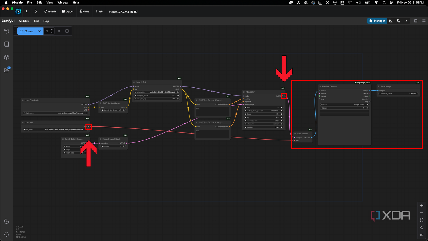 Add and connect the VAE Decode, Preview Chooser, and Save Image nodes in ComfyUI