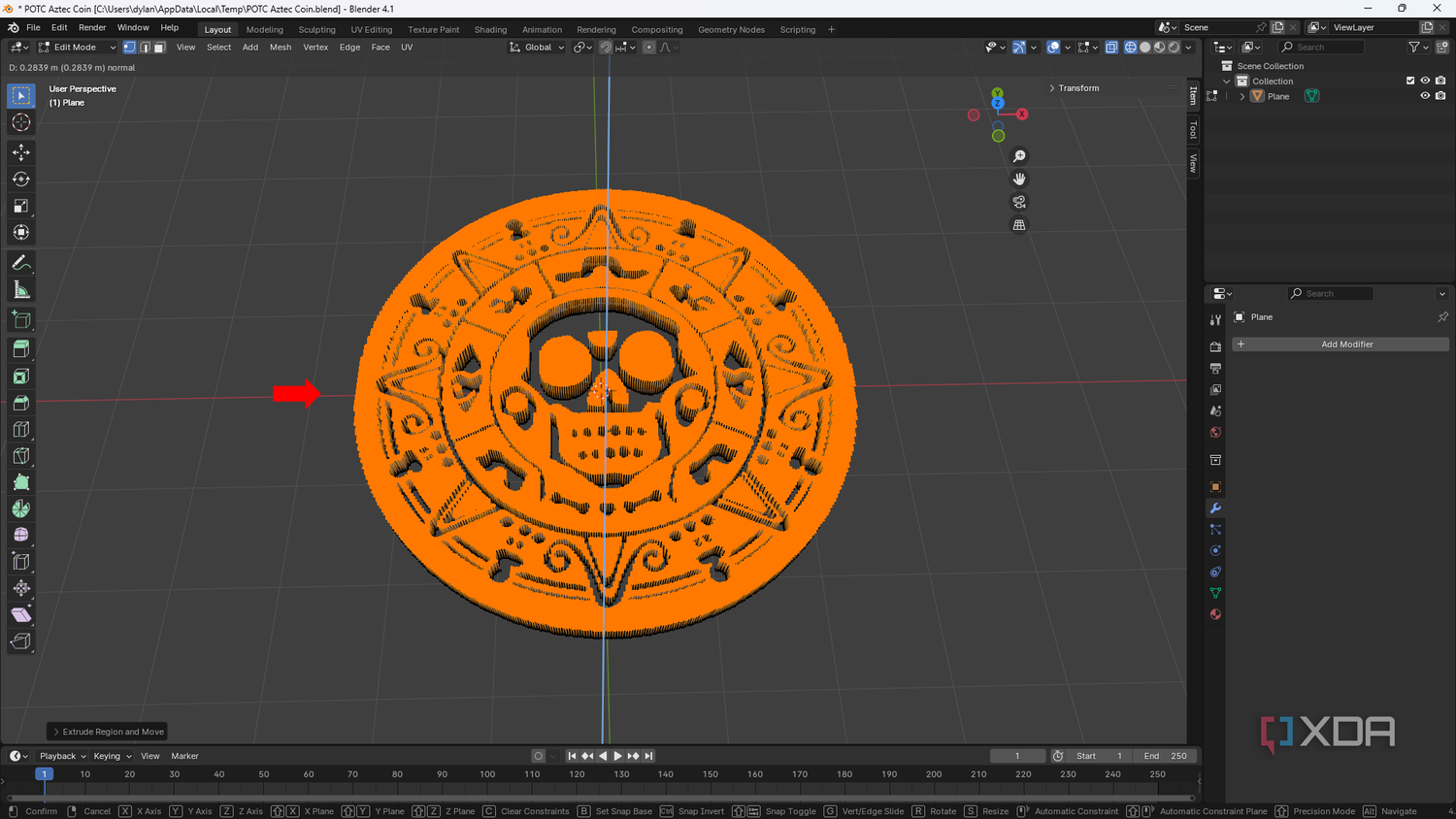 Extruding the model