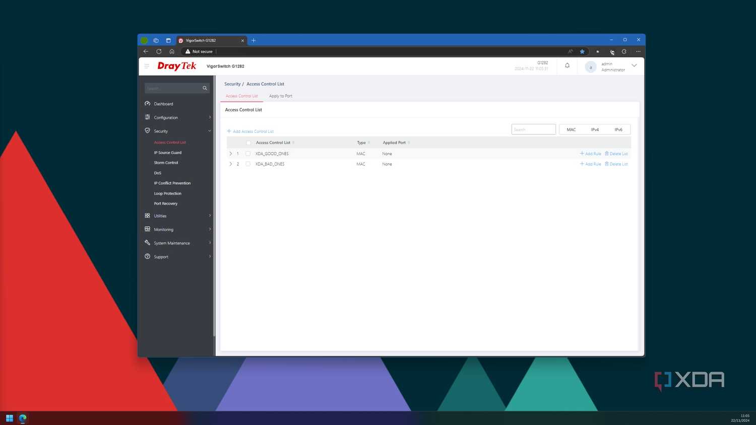 controlling network access on a managed switch