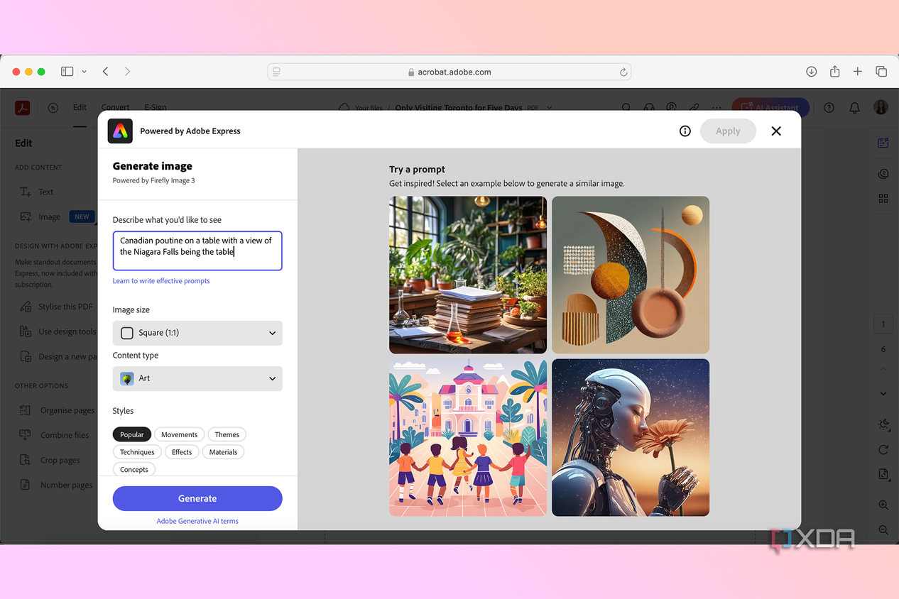 Adobe Acrobat Generate image
